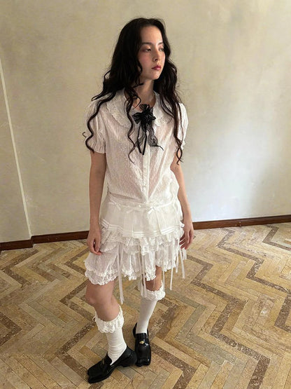 Fairy Tale Bubble Sleeve Cotton Shirt