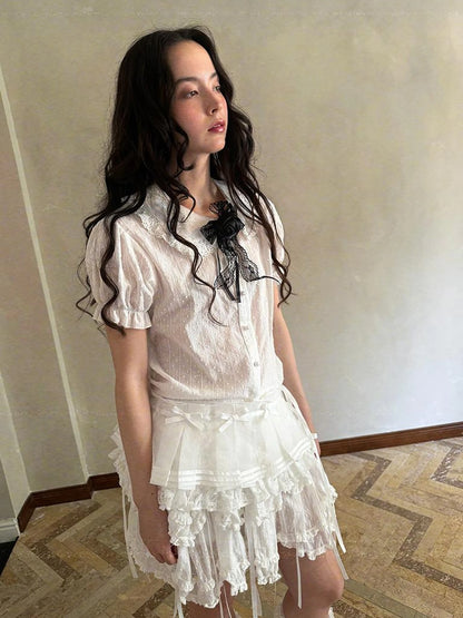 Fairy Tale Bubble Sleeve Cotton Shirt