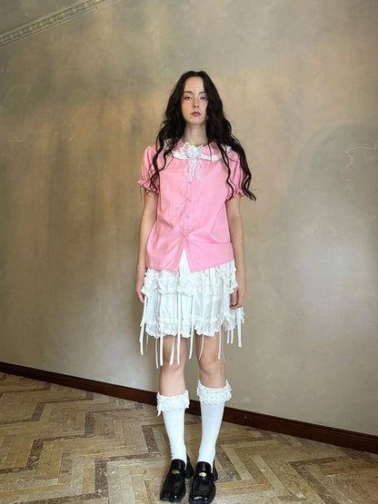 Fairy Tale Bubble Sleeve Cotton Shirt