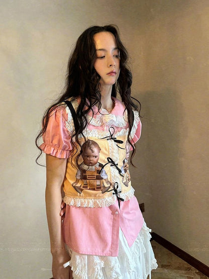 Fairy Tale Bubble Sleeve Cotton Shirt