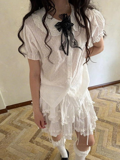 Fairy Tale Bubble Sleeve Cotton Shirt