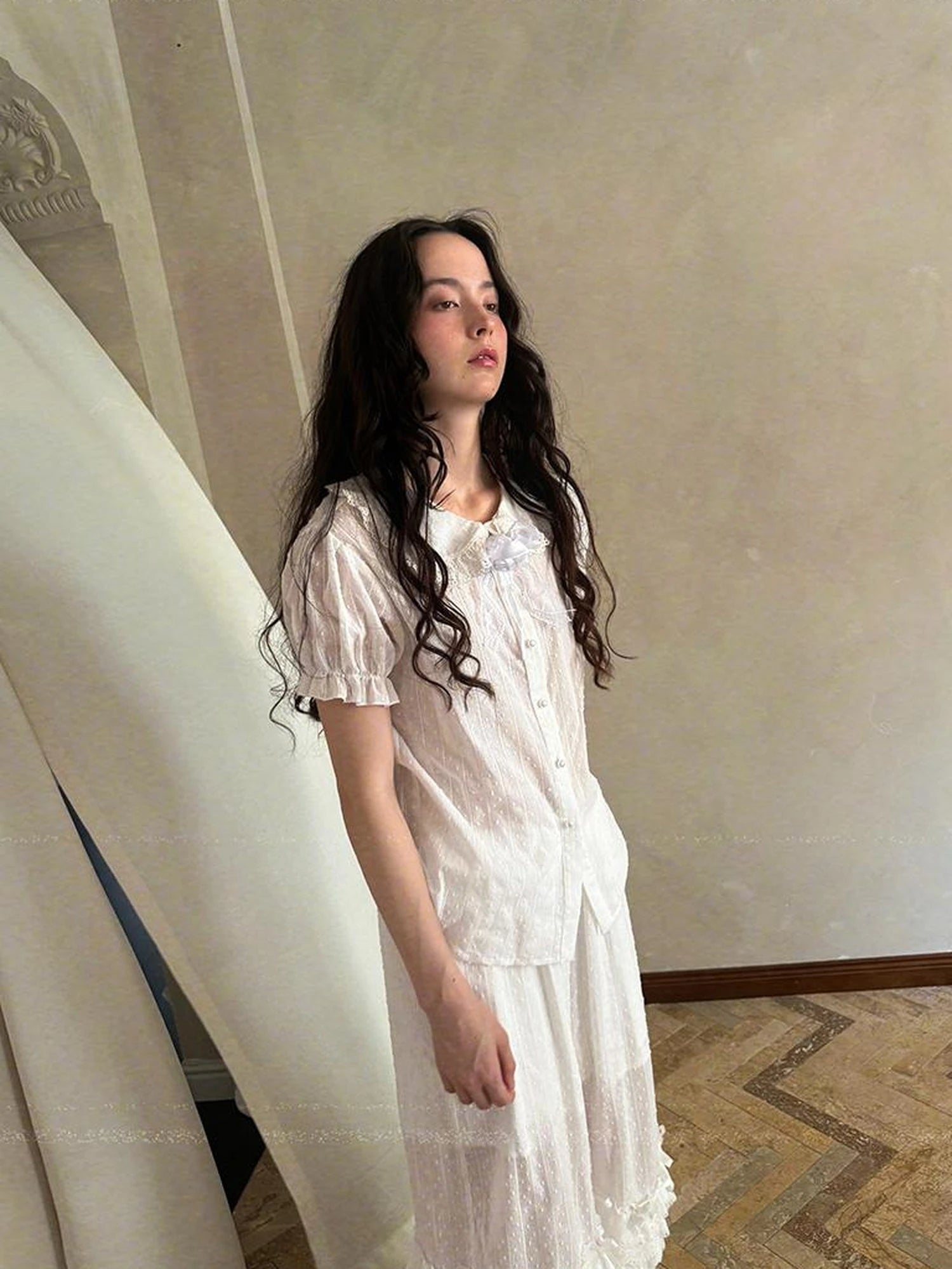 Fairy Tale Bubble Sleeve Cotton Shirt