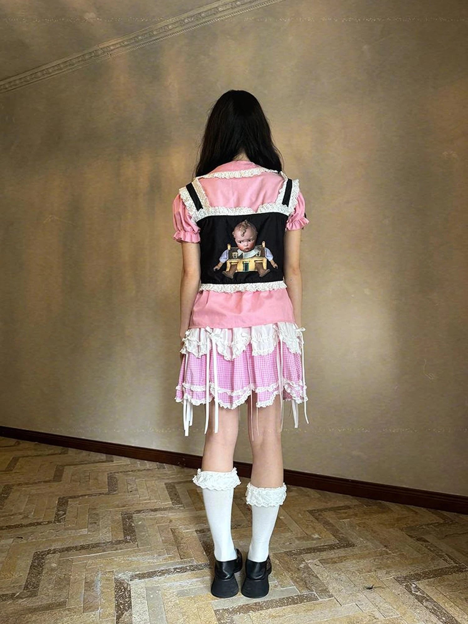 Fairy Tale Print Lace Bow Vest