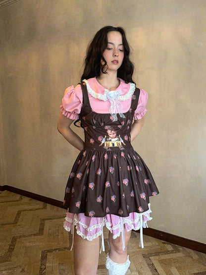 Daytoday Fairytale Print Knit Jumper Dress With Doll Illustration