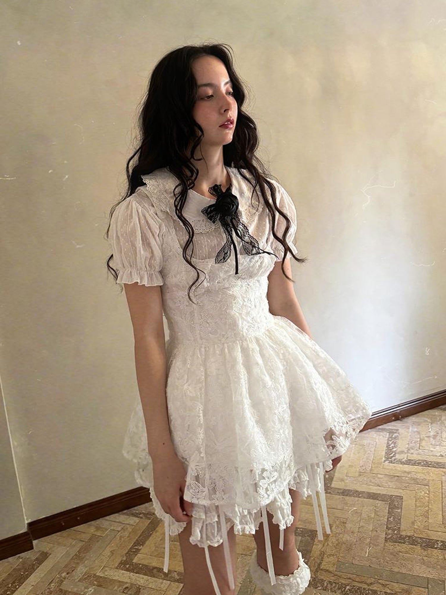 Daytoday Fairytale Print Knit Jumper Dress With Doll Illustration