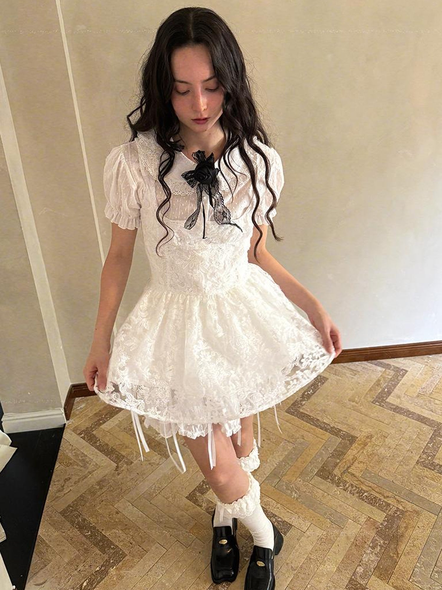 Daytoday Fairytale Print Knit Jumper Dress With Doll Illustration