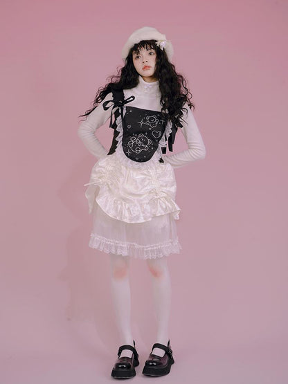 Daytoday Floral Bloom Tulle Layered Mini Skirt Set