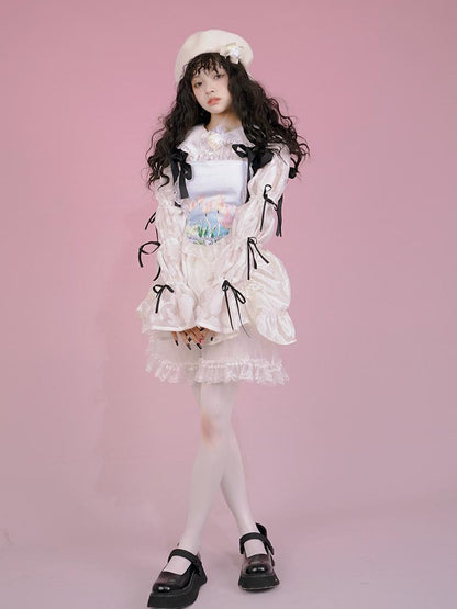 Daytoday Floral Bloom Tulle Layered Mini Skirt Set
