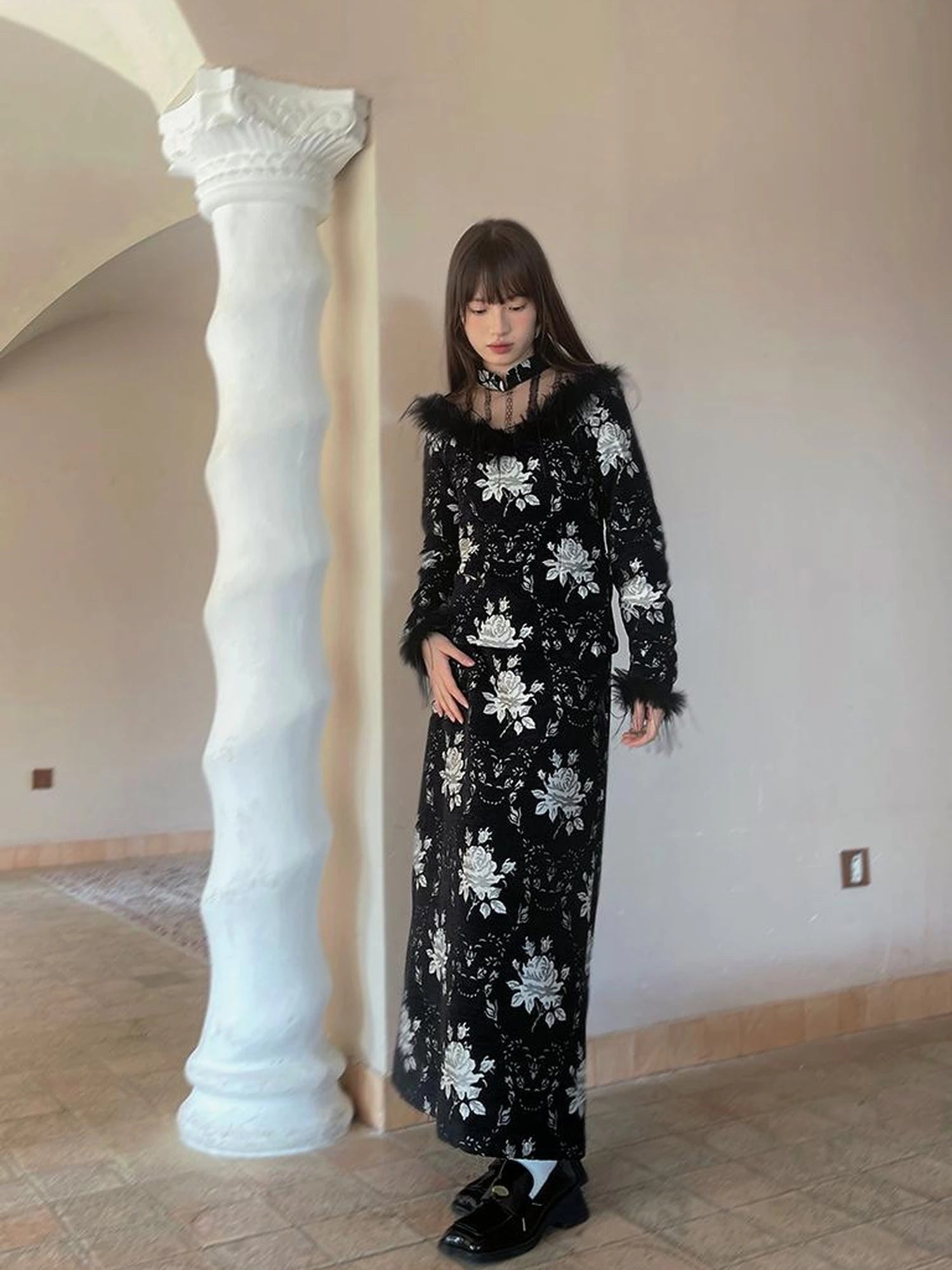 Floral Embroidered Lace Qipao Blouse