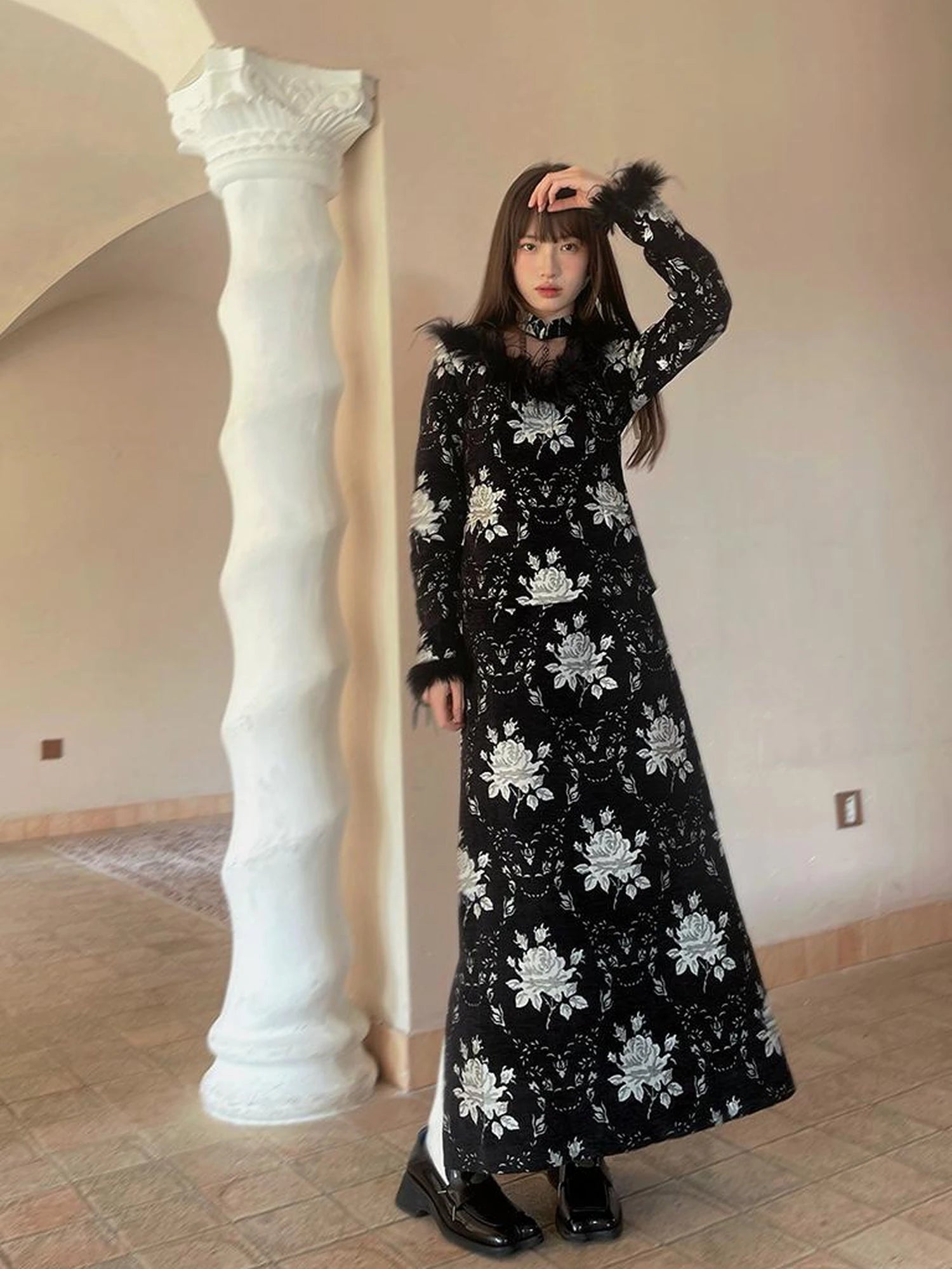 Floral Embroidered Lace Qipao Blouse