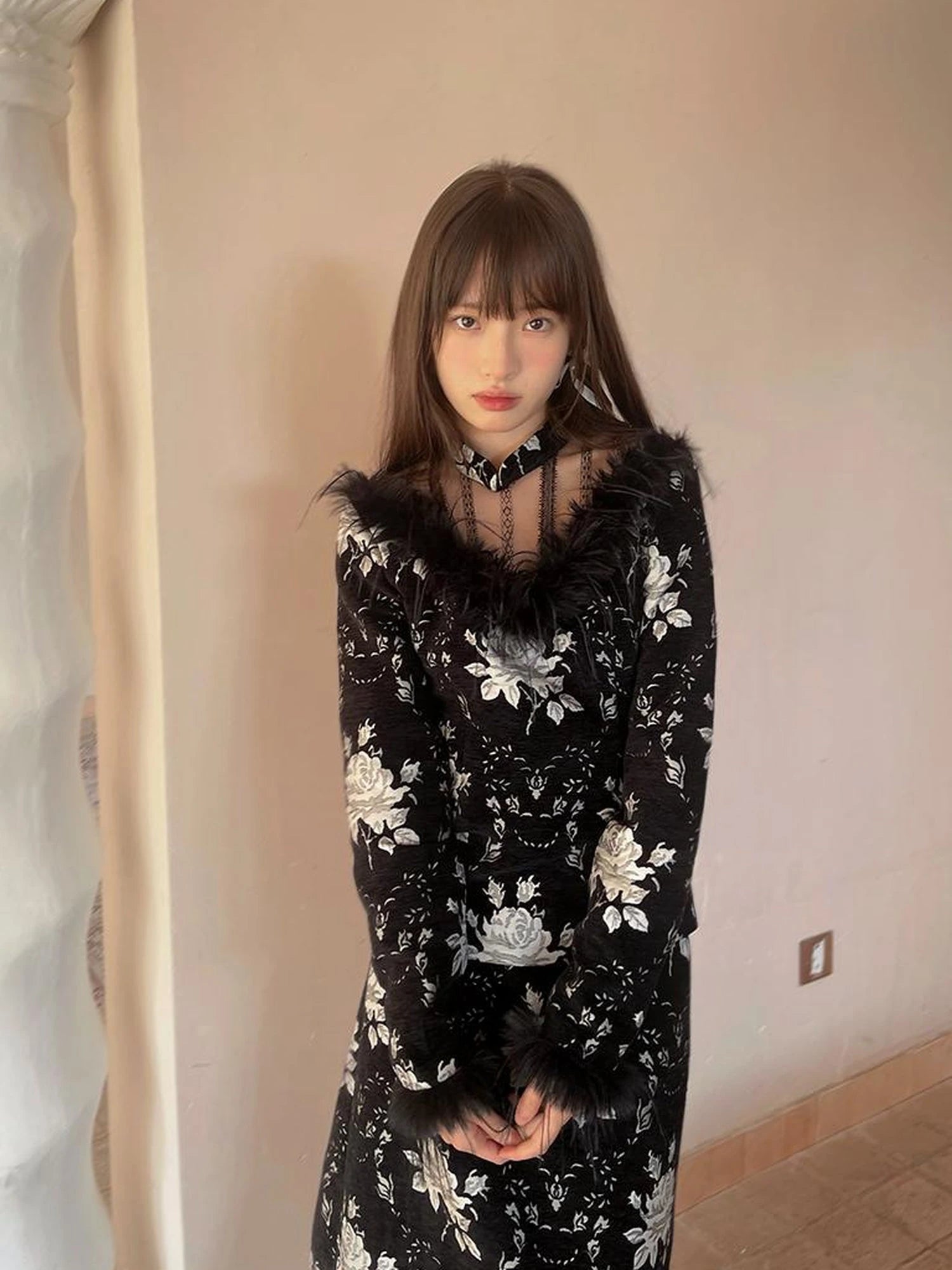 Floral Embroidered Lace Qipao Blouse