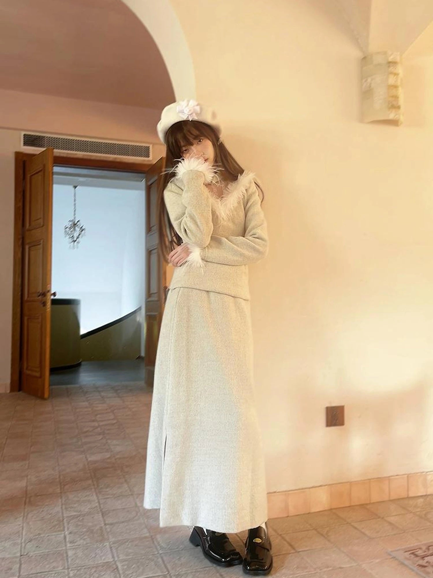 Floral Embroidered Lace Qipao Blouse