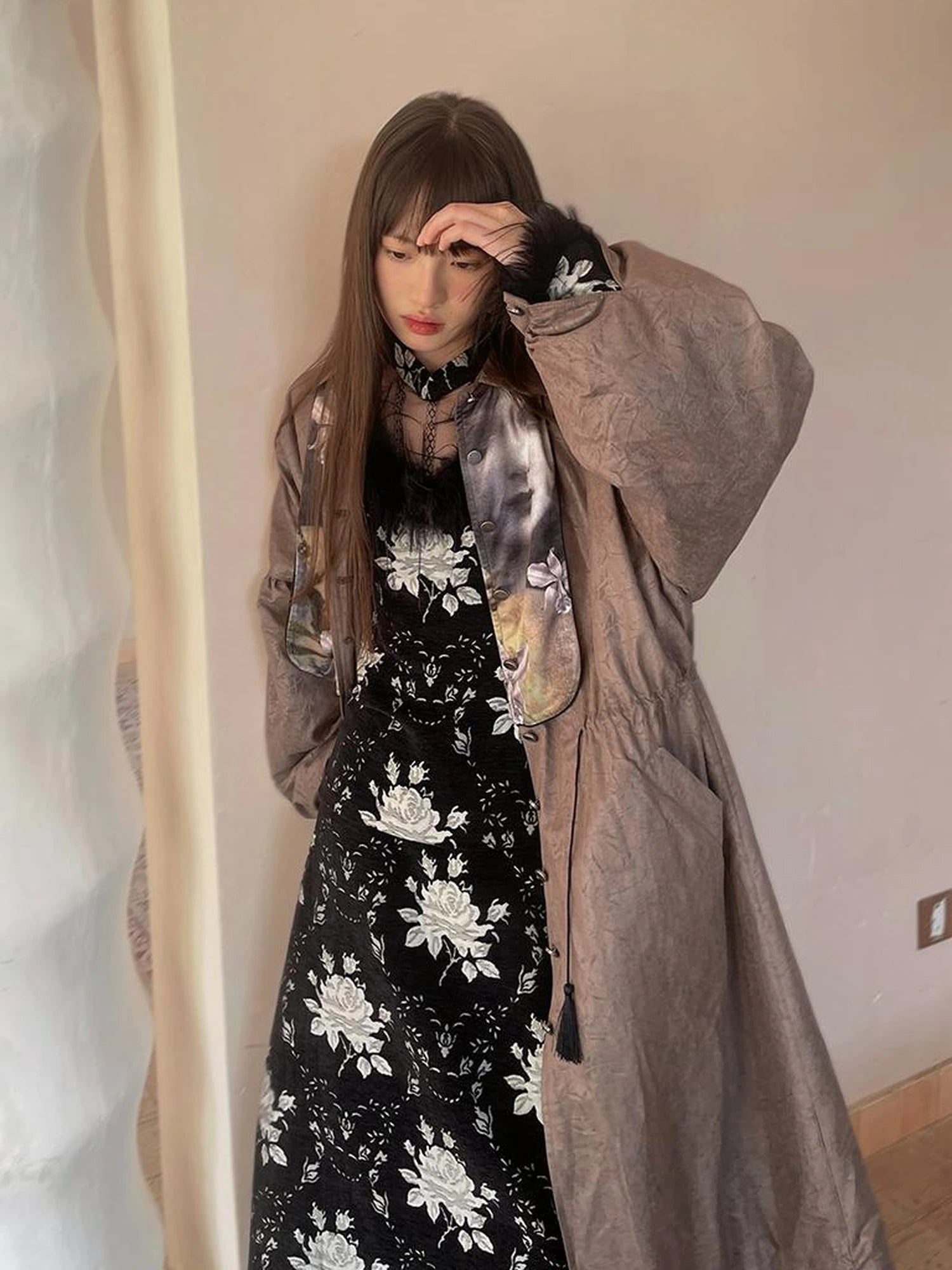 Floral Embroidered Lace Qipao Blouse