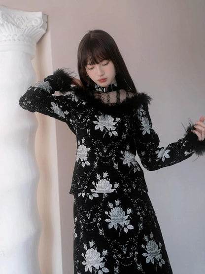 Floral Embroidered Lace Qipao Blouse