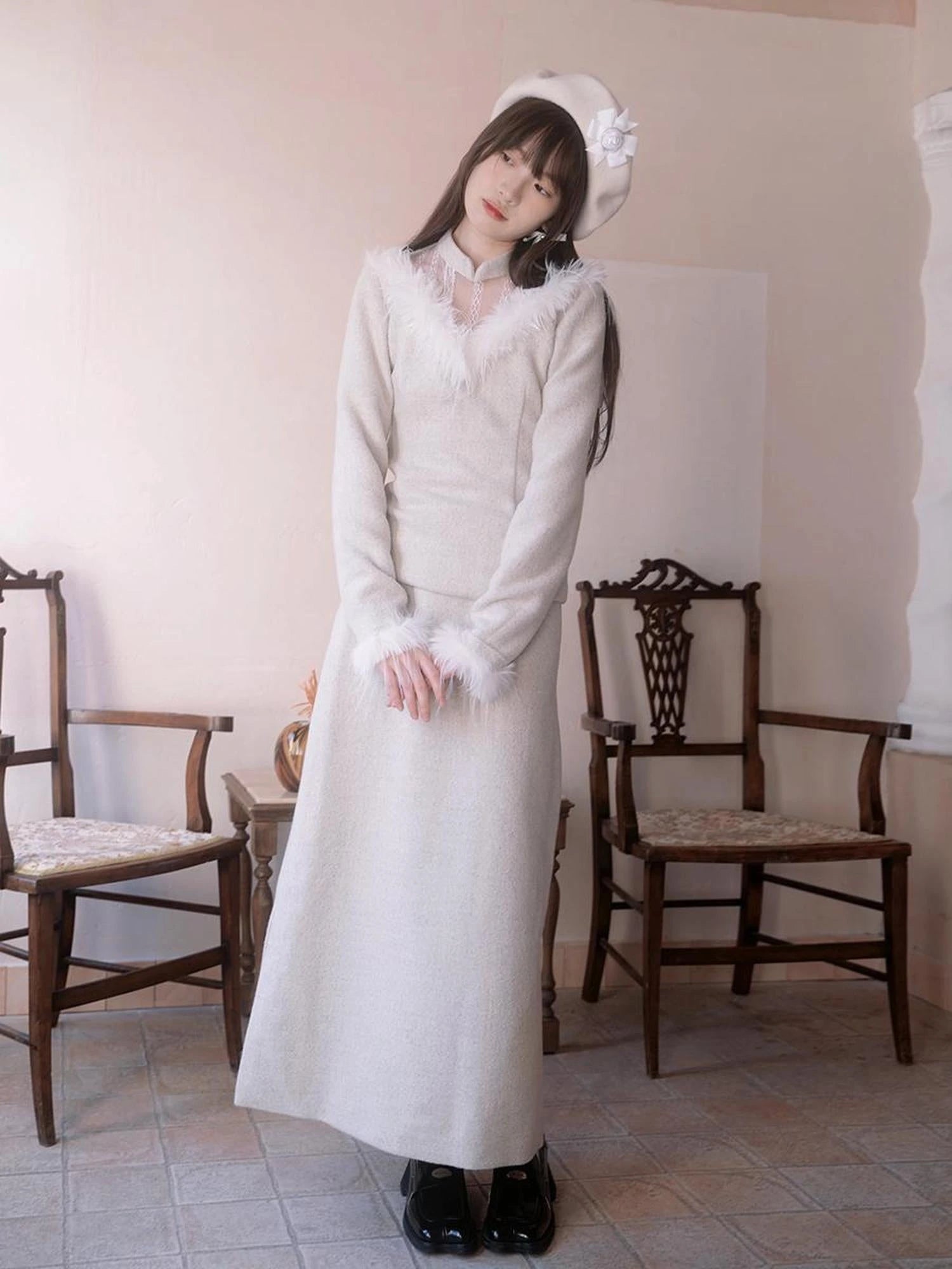 Floral Embroidered Lace Qipao Blouse