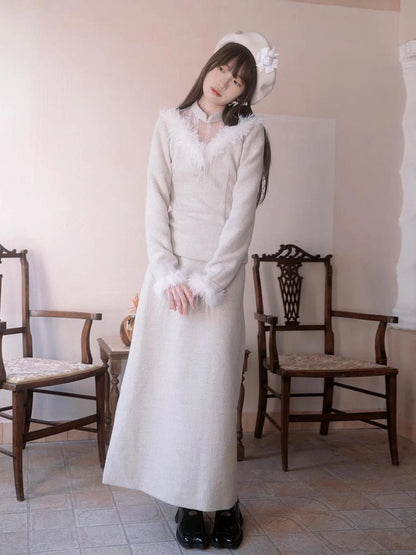 Floral Embroidered Lace Qipao Blouse