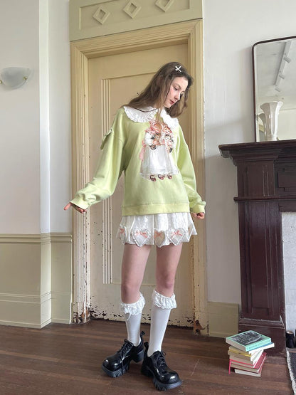 Daytoday Floral Lace Pleated Mini Skirt With Angel Tears Print