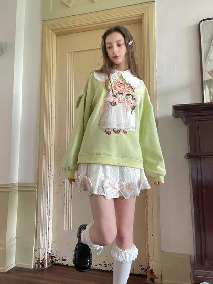 Daytoday Floral Lace Pleated Mini Skirt With Angel Tears Print