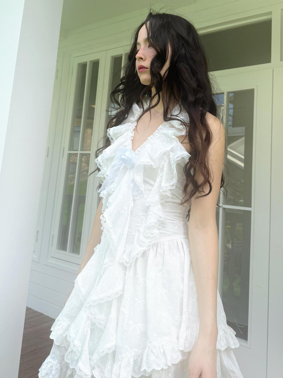 Daytoday Floral Lace Trim Halter Neck Sundress