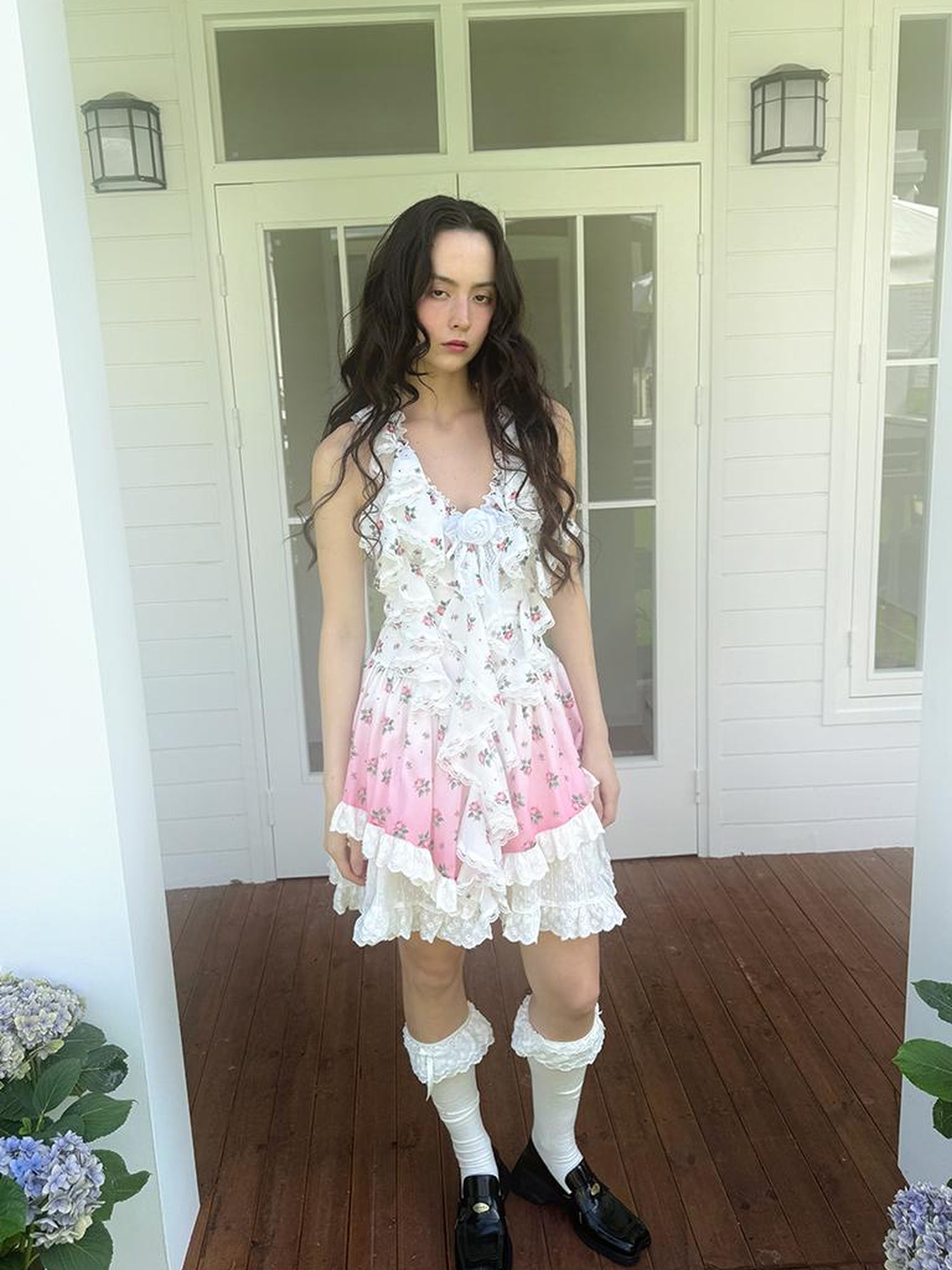 Daytoday Floral Lace Trim Halter Neck Sundress