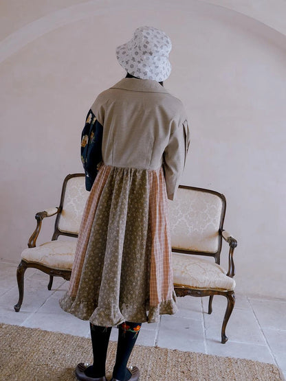 Floral Pearl Checkered Bucket Hat