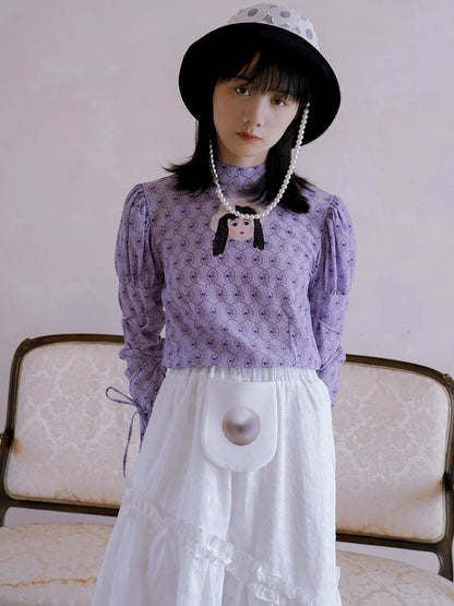 Floral Pearl Checkered Bucket Hat