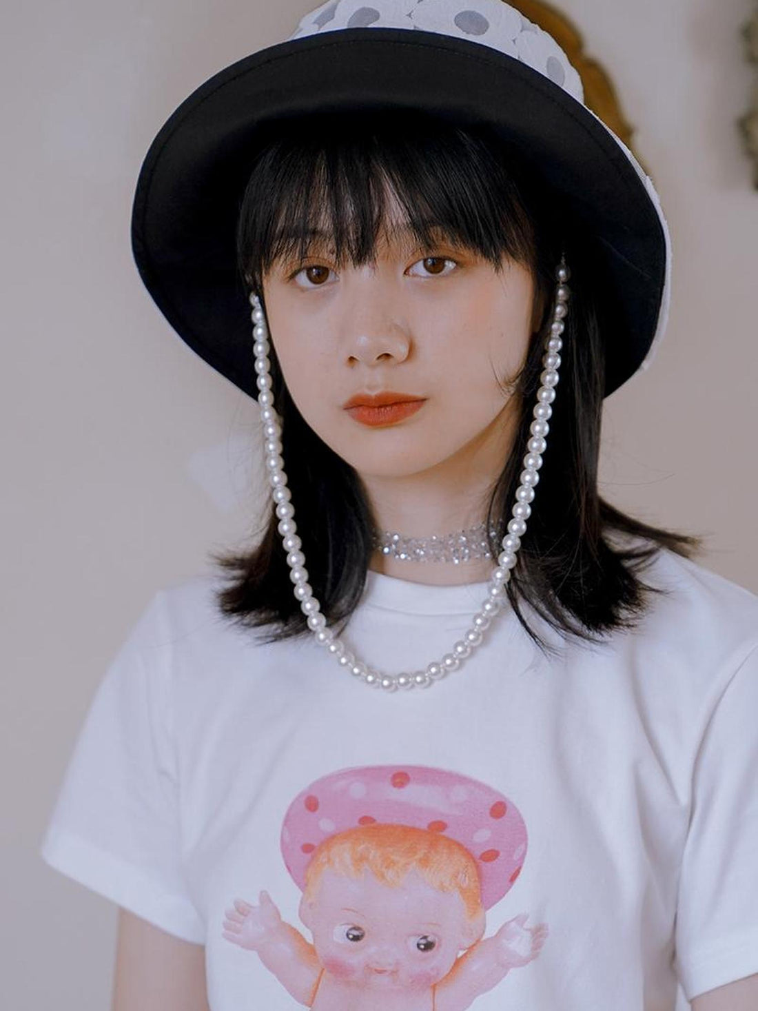 Daytoday Floral Pearl Checkered Bucket Hat