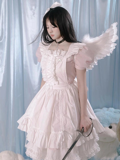 Floral Print Bubble Sleeve Lace Trim Dress