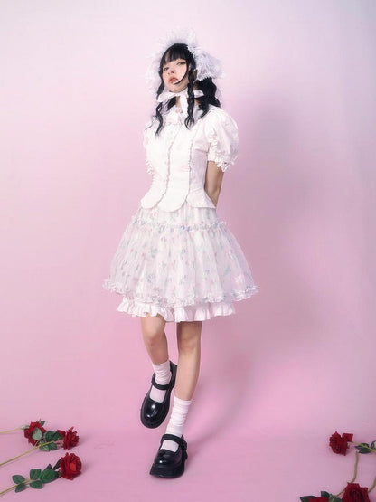 Daytoday Floral Tulle A Line Skirt with Elastic Waist