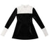 Daytoday_Gothic_Grid_Leather_Trim_Lace_Up_Heart_Print_Dress_V_Neck_Long_Sleeve_MISSTT