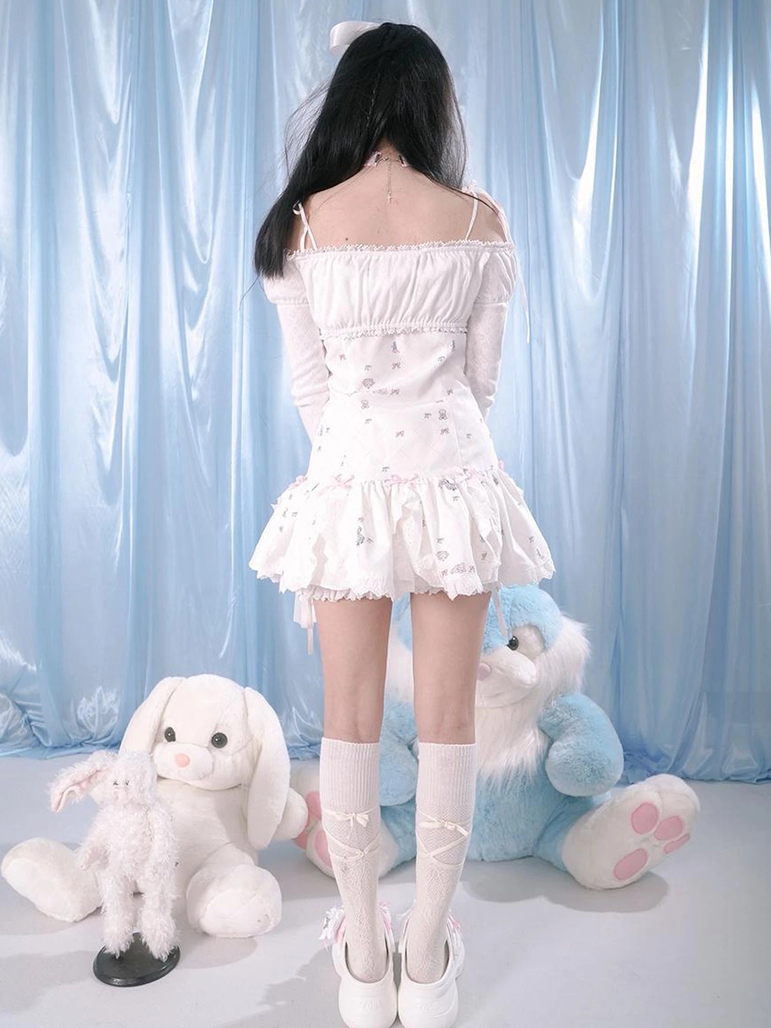 Gradient Petal Teddy Bear Slip Dress