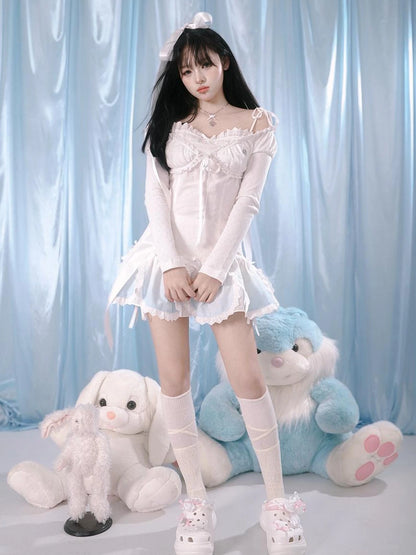 Gradient Petal Teddy Bear Slip Dress