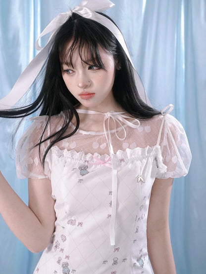 Gradient Petal Teddy Bear Slip Dress