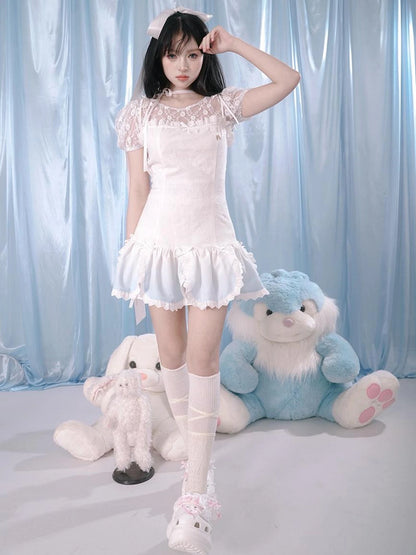 Gradient Petal Teddy Bear Slip Dress