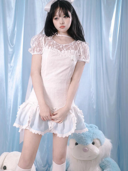 Gradient Petal Teddy Bear Slip Dress