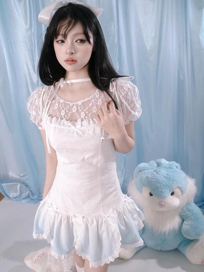 Gradient Petal Teddy Bear Slip Dress