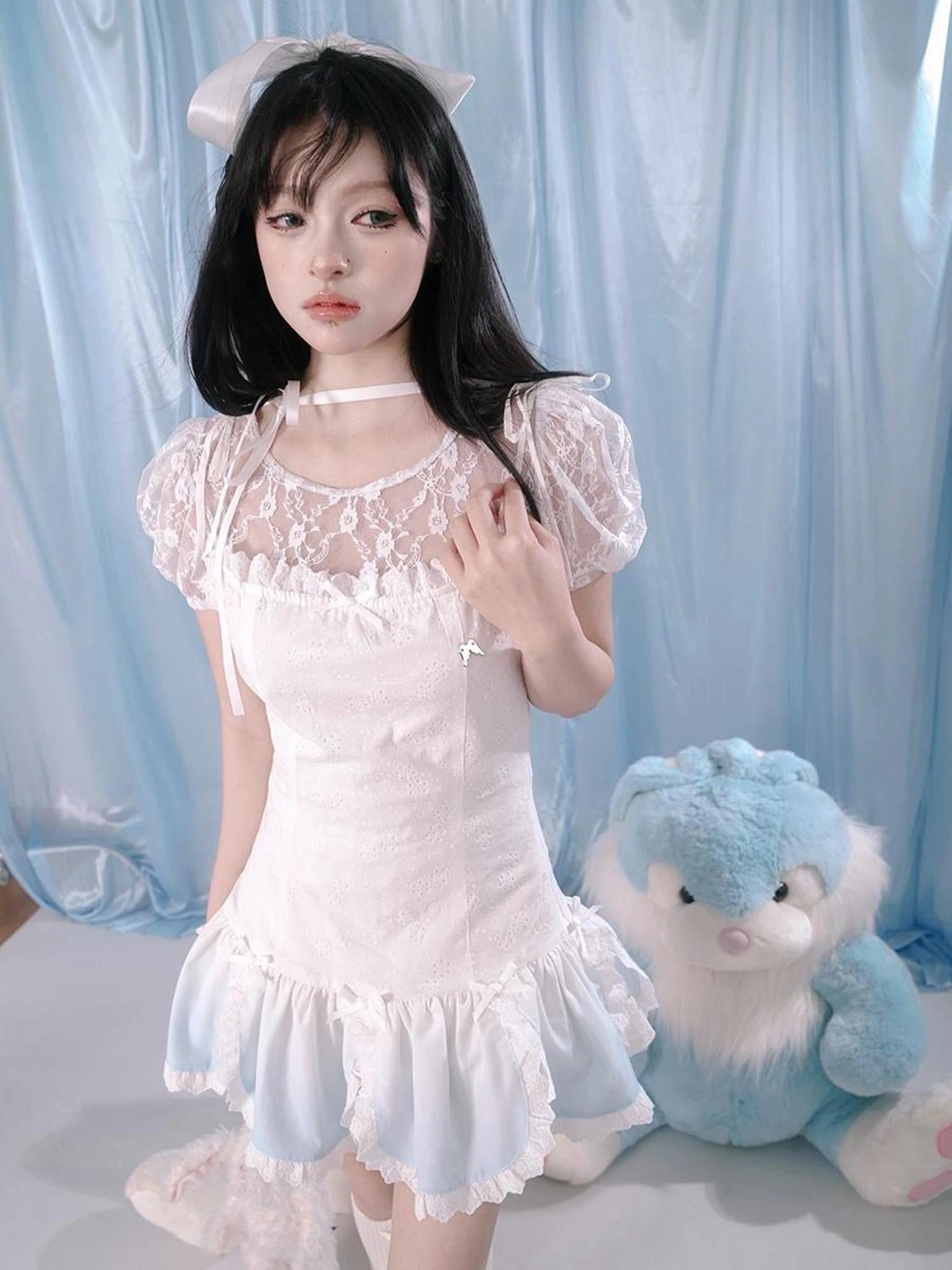 Gradient Petal Teddy Bear Slip Dress