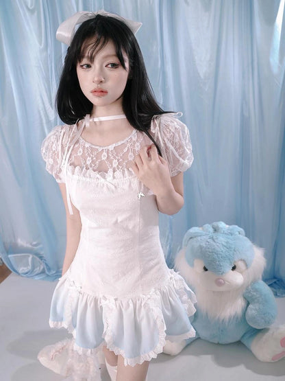 Gradient Petal Teddy Bear Slip Dress