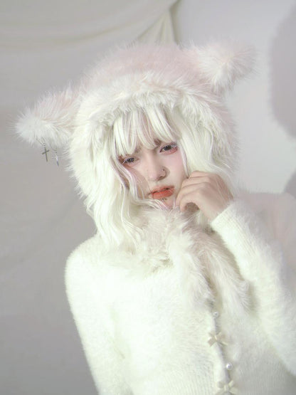 Daytoday Heavenly Lamb Ear Cross Bow Knit Hat