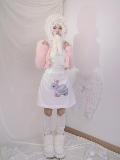 Daytoday Heavenly Lamb Ear Cross Bow Knit Hat