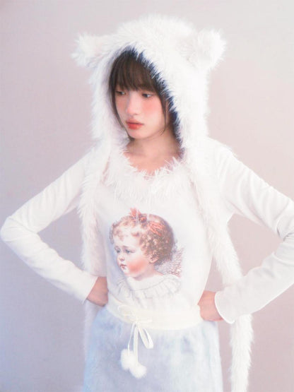 Daytoday Heavenly Lamb Ear Cross Bow Knit Hat