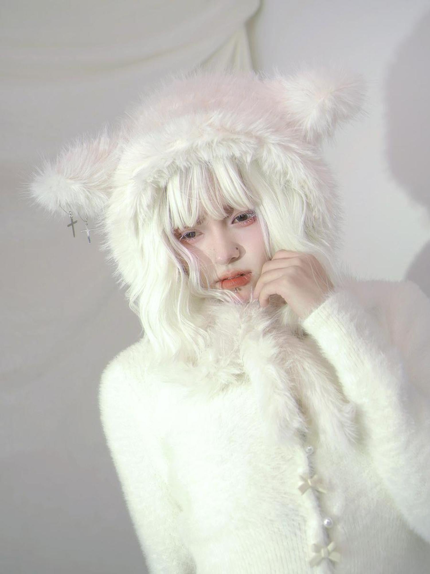 Daytoday Heavenly Lamb Ear Cross Bow Knit Hat