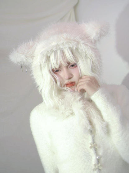 Daytoday Heavenly Lamb Ear Cross Bow Knit Hat