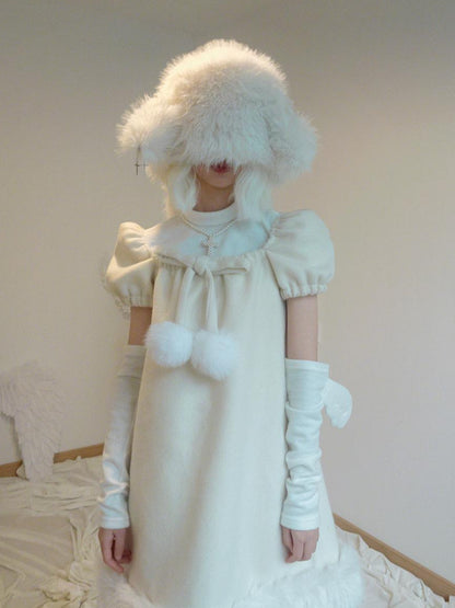 Daytoday Heavenly Lamb Ear Cross Bow Knit Hat