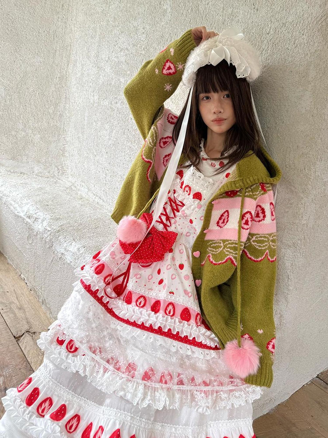 Daytoday Hooded Fair Isle Fruit Jacquard Women&