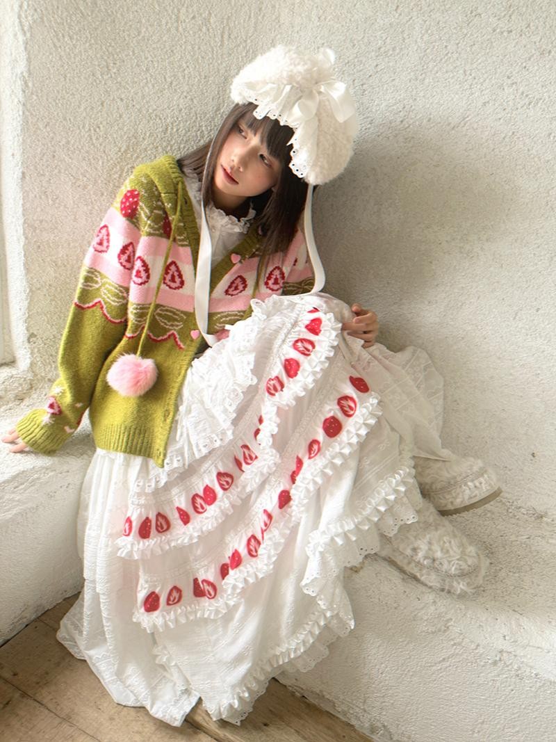 Daytoday Hooded Fair Isle Fruit Jacquard Women&