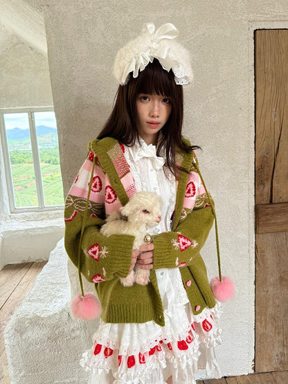 Daytoday Hooded Fair Isle Fruit Jacquard Women&