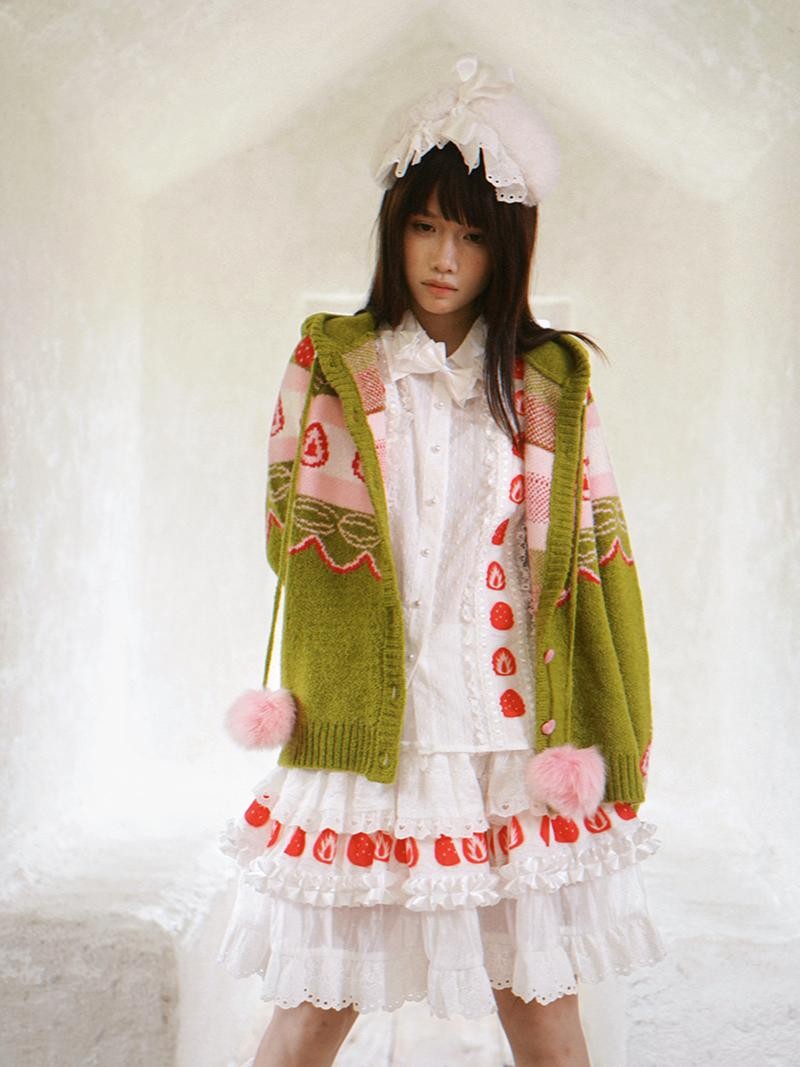 Daytoday Hooded Fair Isle Fruit Jacquard Women&