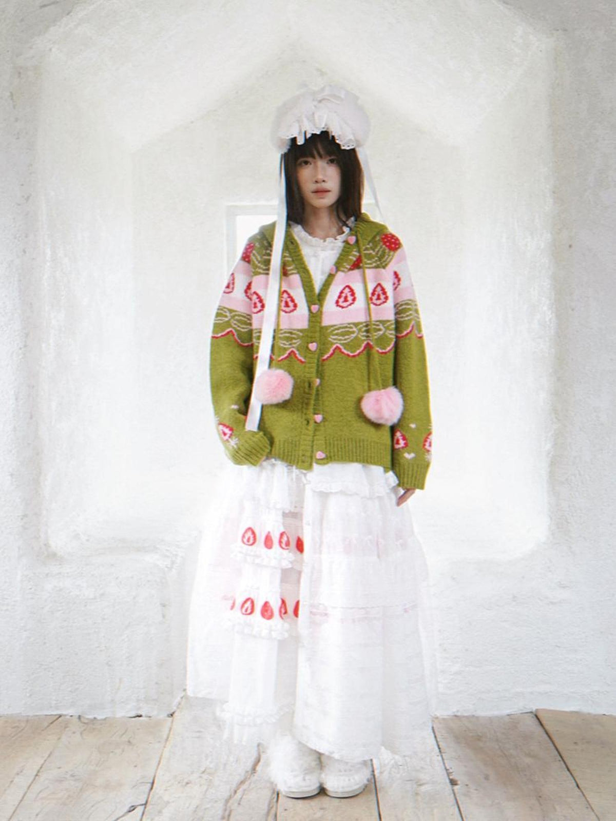 Daytoday Hooded Fair Isle Fruit Jacquard Women&