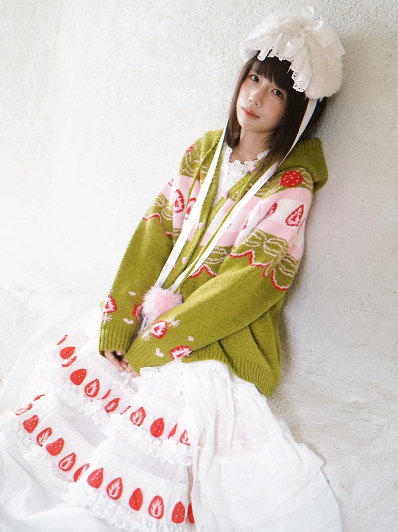 Daytoday Hooded Fair Isle Fruit Jacquard Women&